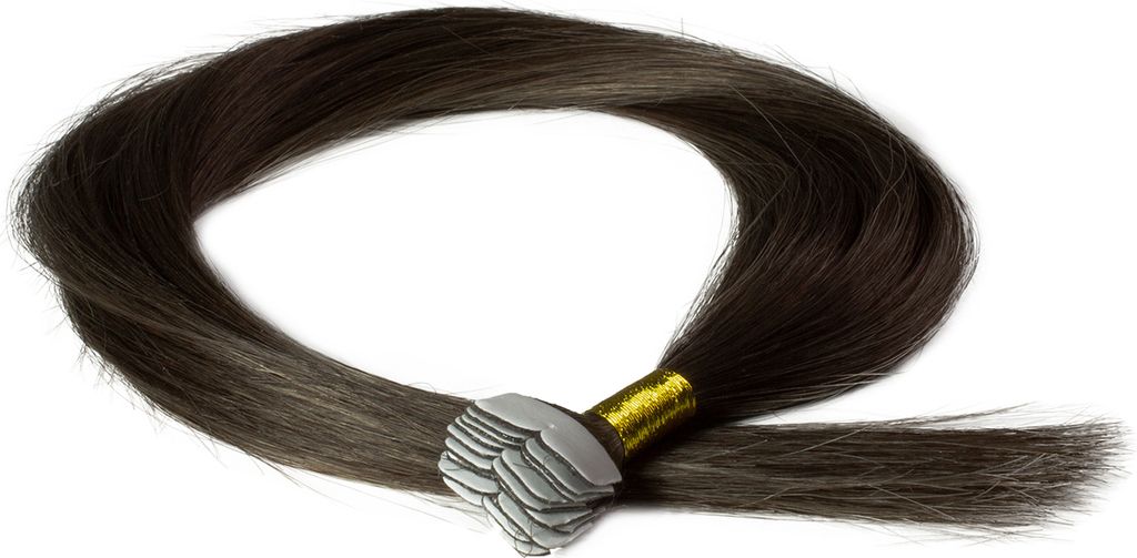 Hair2heart Tape Extensions Echthaar – 10 Tapes à 2.5g, 50cm Länge, Farbe 4/0 Mittelbraun, Für Natürliche Haarverdichtung & Verlängerung