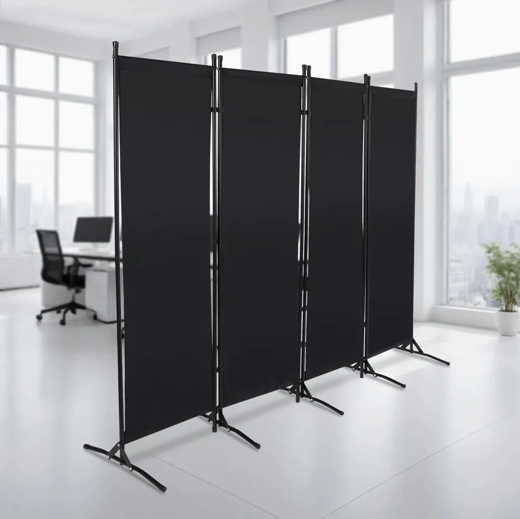 Paravent de bureau pliable gris foncé idéal pour télétravail et salon