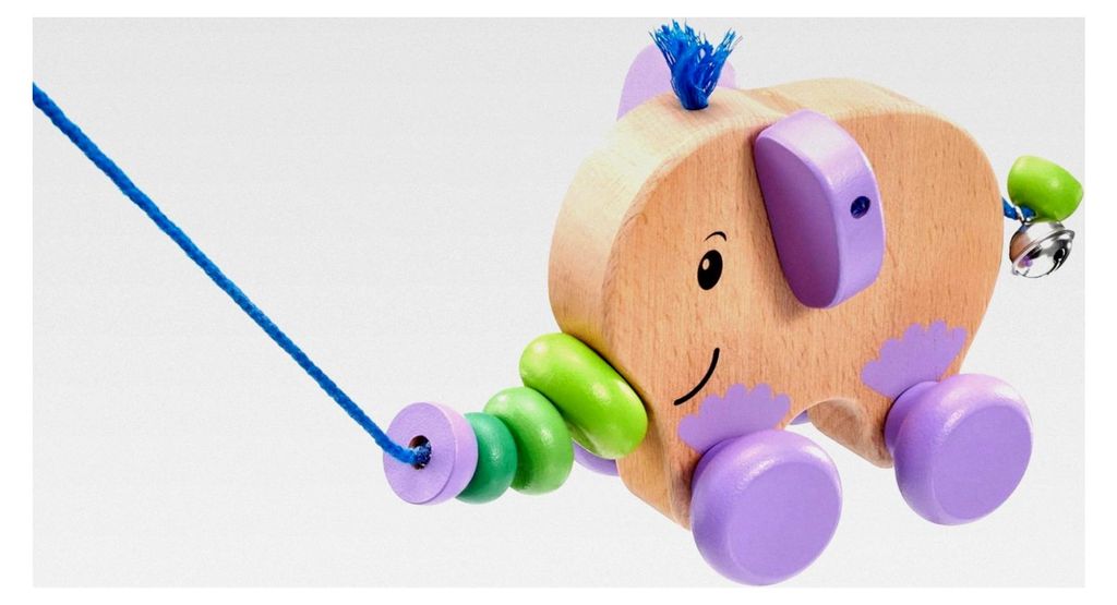 Tita, Nachzieh-Elefant, Schiebe- und Nachziehspielzeug aus Holz, 14 cm