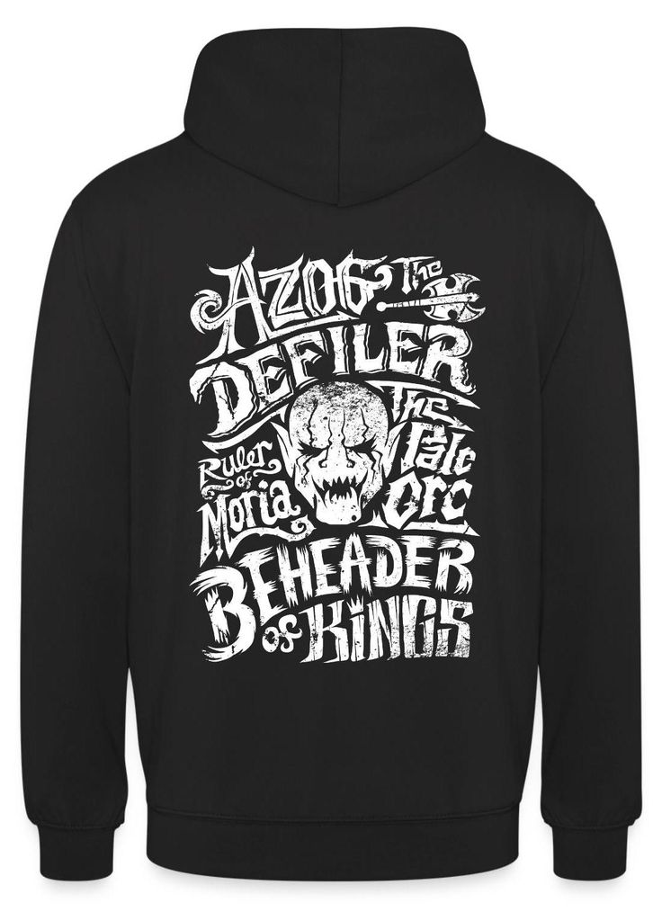 Spreadshirt Der Hobbit Azog Der Schänder Und Seine Titel Uni Hoodie, XXL, Schwarz