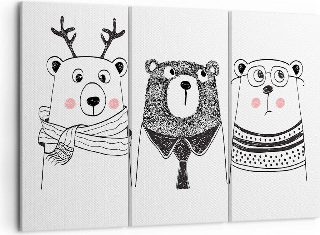 Bild auf Leinwand - Leinwandbild - Spaß süß Teddybär - 105x70cm - Wand Bild - Wanddeko - Wandbilder - Leinwanddruck - Bilder - Kunstdruck - Wan...