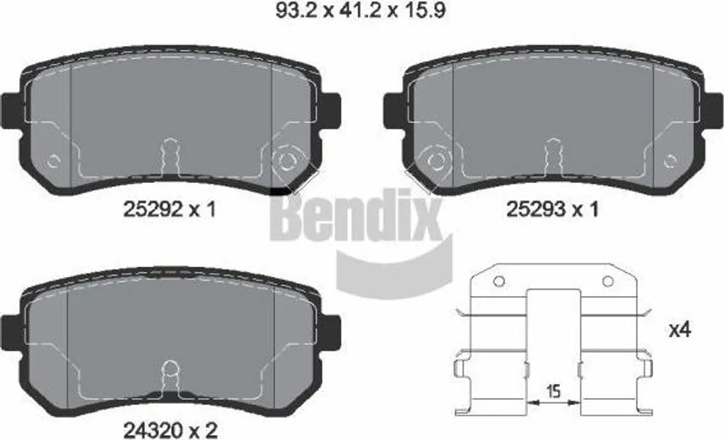 Plaquettes de frein BENDIX BPD1136 anti sifflement pour Hyundai i30
