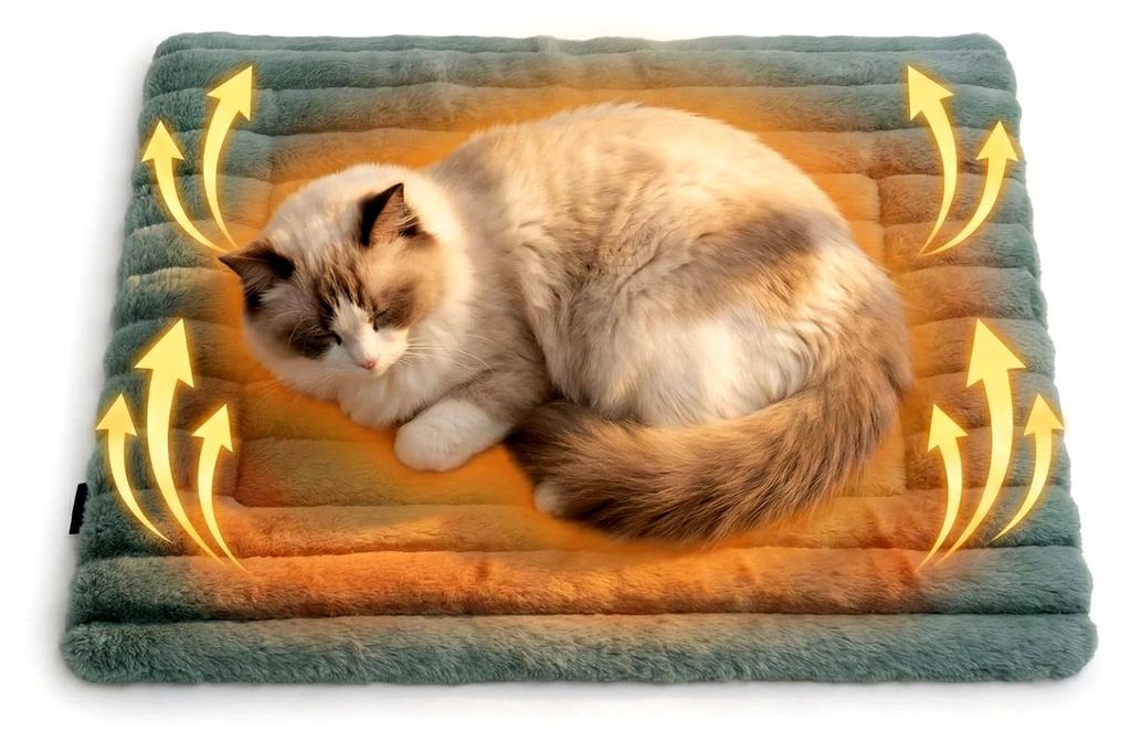 Selbstheizende Kuscheldecke für Katzen und Hunde, weiche Wärmematte in 61x46 cm, leicht zu reinigen, ideal als gemütlicher Schlafplatz durch kö...