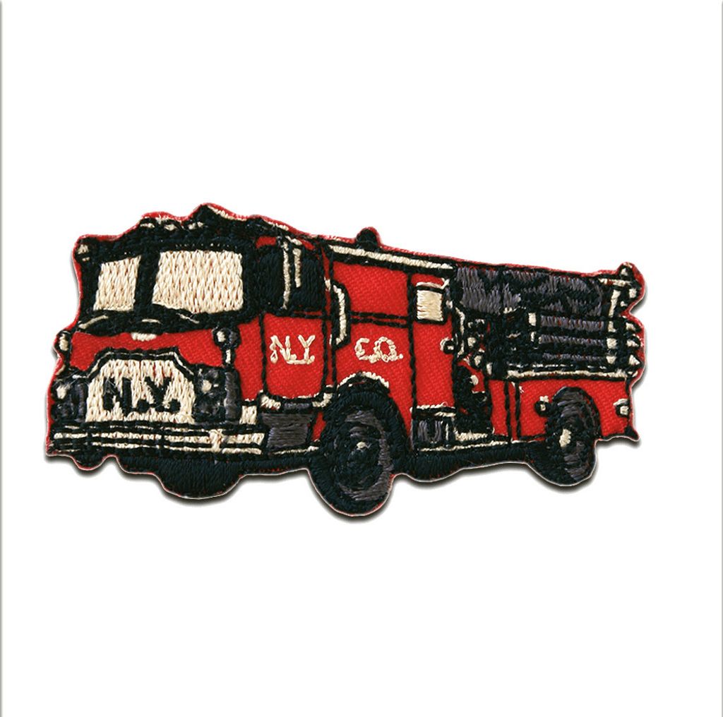 Feuerwehrauto N.Y. - Aufnäher, Bügelbild, Aufbügler, Applikationen, Patches, Flicken, Zum Aufbügeln, Größe: 6,6 x 3,3 cm