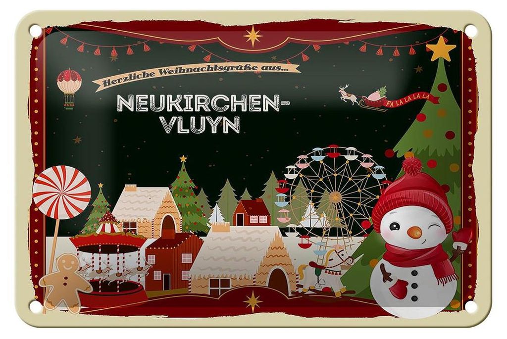 Blechschild Weihnachten Grüße NEUNKIRCHEN-VLUYN Dekoration 18x12cm