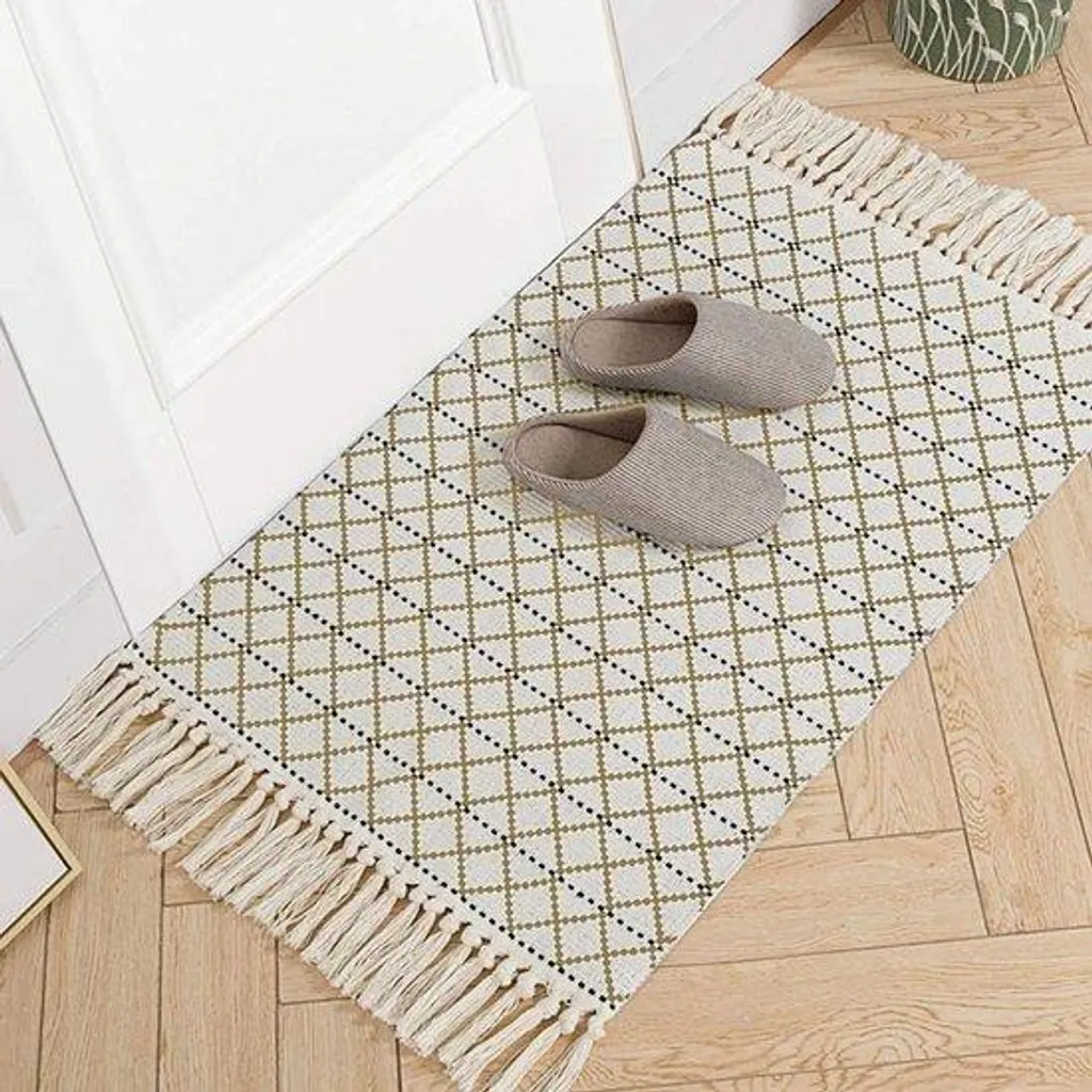 Tapis de cuisine ou entrée en coton lavable 60x90 cm rétro café chic