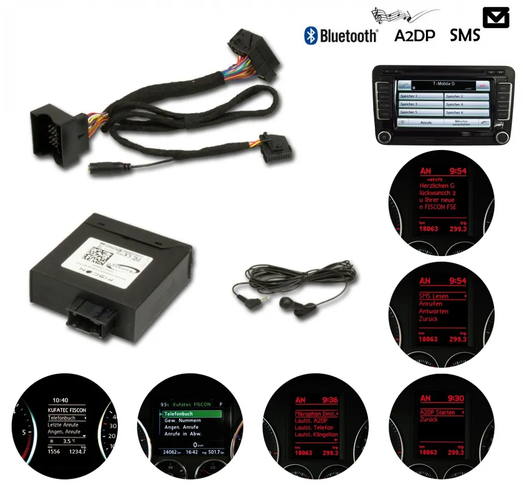 Kit Mains Libres FISCON Basic-Plus Bluetooth A2DP pour VW Seat Skoda