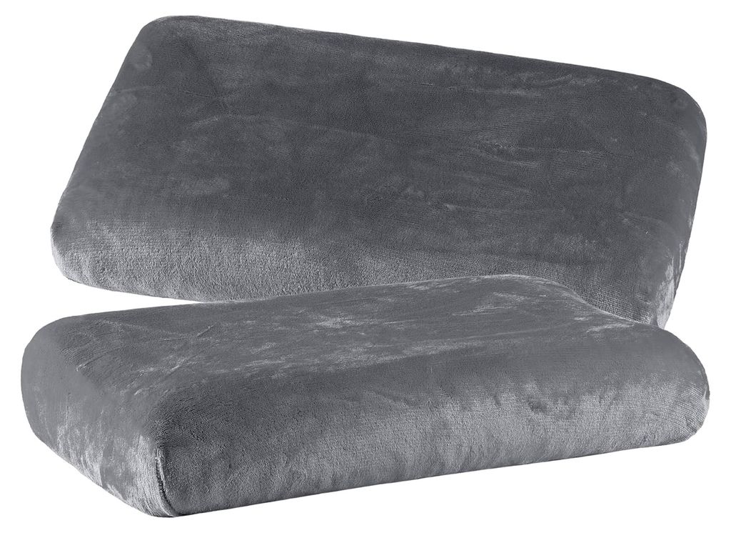 Cashmere Plüsch Kissenbezüge Spannbezüge 2er Set für Nackenkissen und Gesundheitskissen | weicher Kissenbezug | ca. 30x50 cm | Farbe: Anthrazit