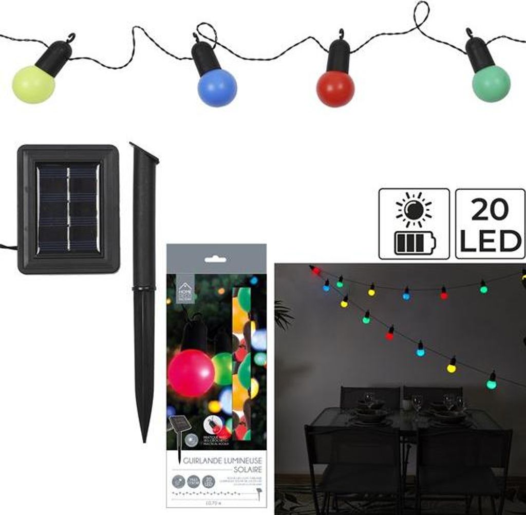 Solar-Lichterkette mit 4 Farben und 20 LEDs, M6 – Home Deco Factory