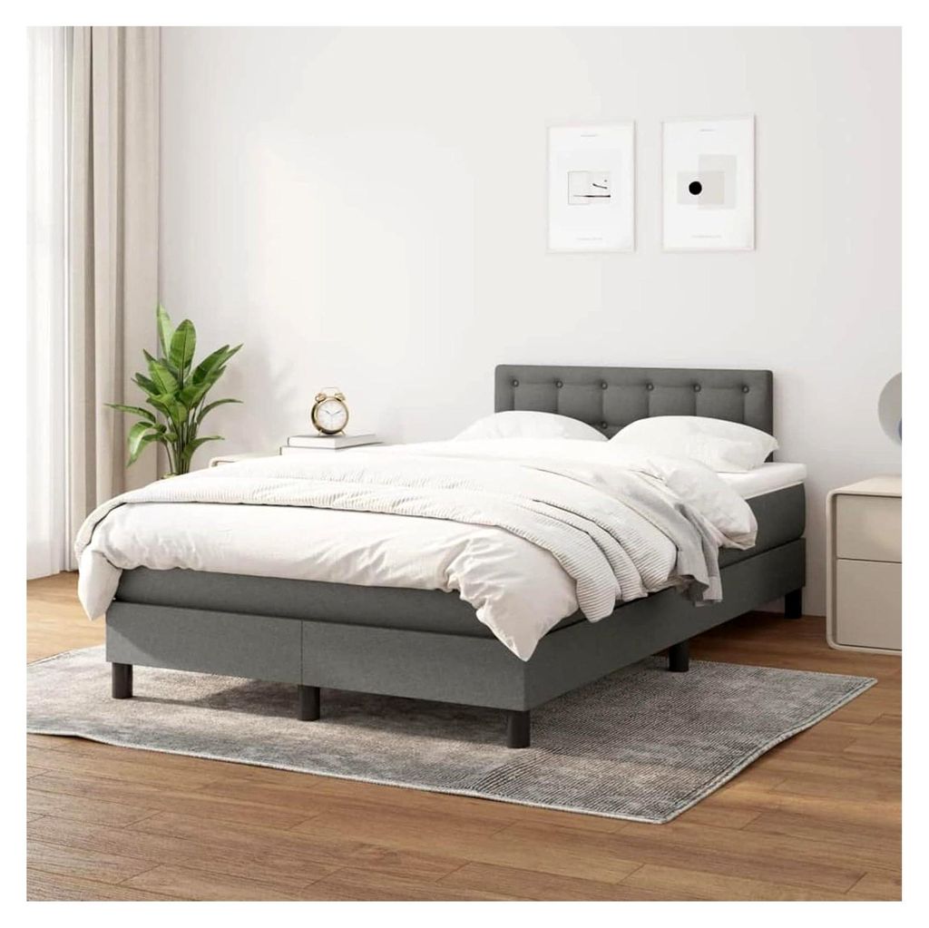 Boxspringbett 120 x 200 mit Matratze und Lattenrost in Dunkelgrau
