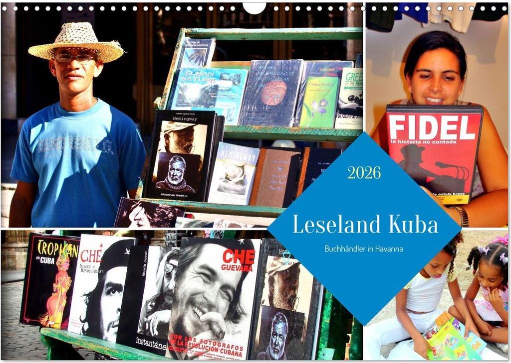 Leseland Kuba - Buchhändler in Havanna (Wandkalender 2026 DIN A3 quer), CALVENDO Monatskalender