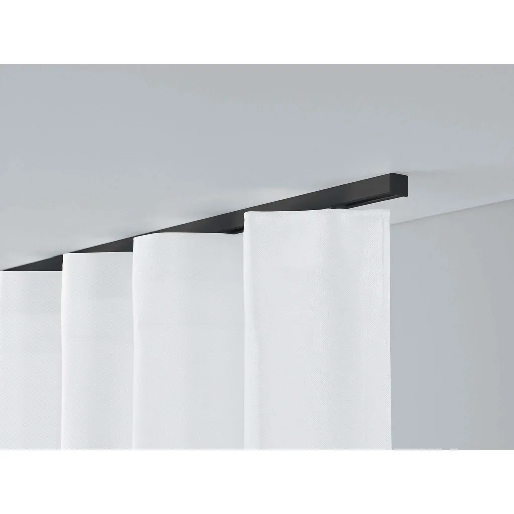 TIPIACE Guida Per Tende Doppia In Alluminio: Binario Di Lusso Su Misura (fino A 300 Cm) Per Tende A Pacchetto. Montaggio A Soffitto, Colore Nero