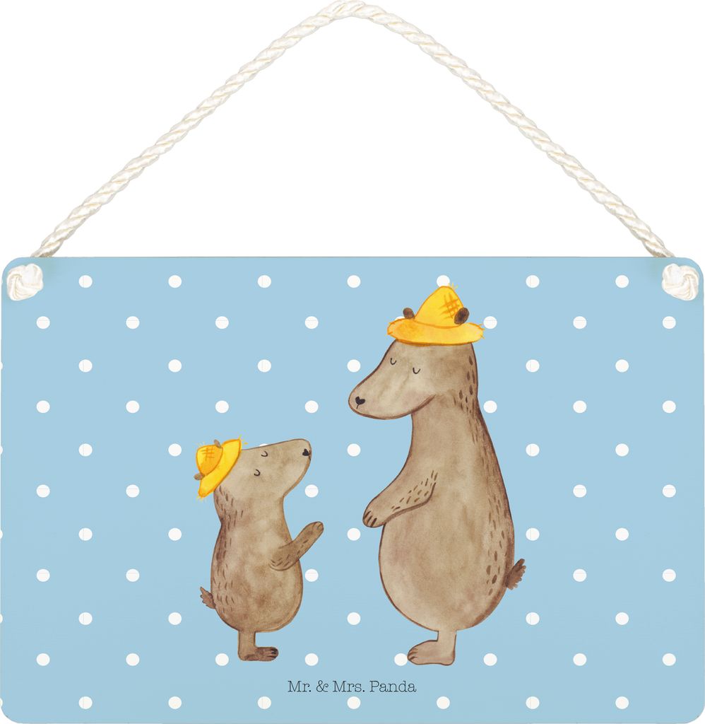 Mr. & Mrs. Panda Schild Bären mit Hut DIN A5 - Blau Pastell Produktbild 