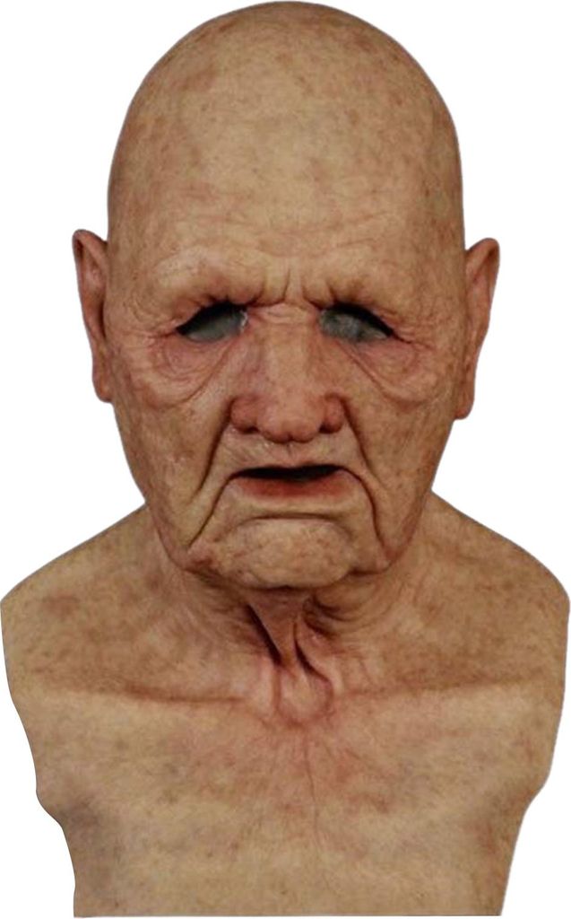 Maske für alte Männer für Erwachsene, realistische Vollkopfbedeckung aus Latex für ältere Menschen mit lebensechten Falten für Halloween-Mask...