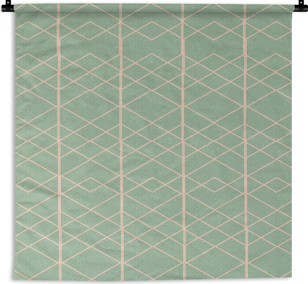 MuchoWow Wandteppich Wandbehang Grün - Linie - Muster 150x150 cm Tapisserie Dekoration Wandtuch - Wohnaccessoires - Modernes