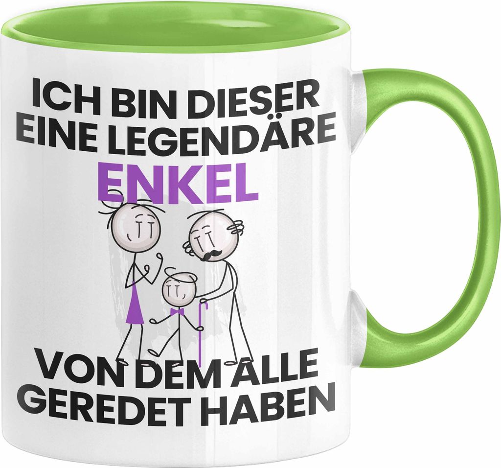 Enkel Geschenk Tasse Lustige Geschenkidee Geburtstag für Enkel Ich Bin Dieser Legendäre Enkel Von Dem Alle Geredet Haben Kaffee-Becher (Grün)