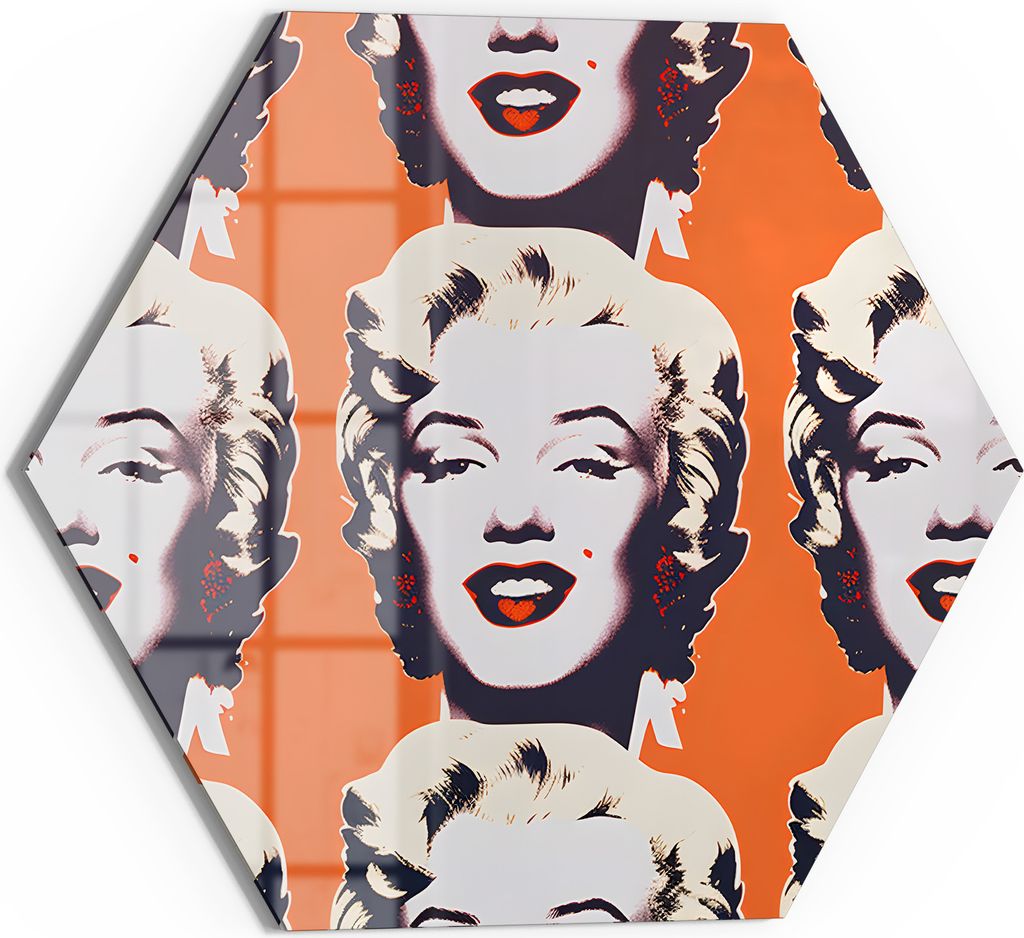 DEQORI Magnettafel Glas 55x48 cm 6-eckig 'Symmetrische Ikonen' beschreibbar Whiteboard Küche