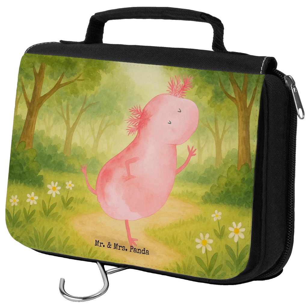Mr. & Mrs. Panda Kosmetiktasche Axolotl Tanzen Design - Weiß - Geschenk, Verrückt, Sterne, kulturtäschchen, Freudig, badtasche, Freundin, Kultur...