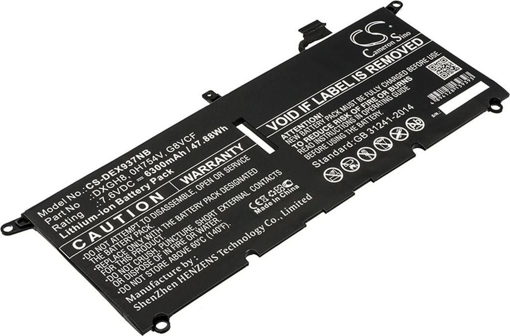 Akku für Dell XPS 13 2018 (entspricht Dell 0H754V), 6300mAh