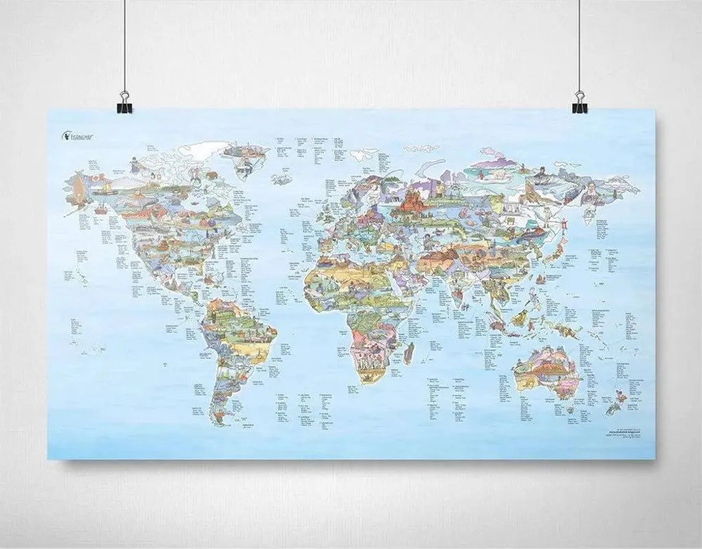 Carte de Pêche Illustrée Awesome Maps - Finition Multicolore Inscriptible