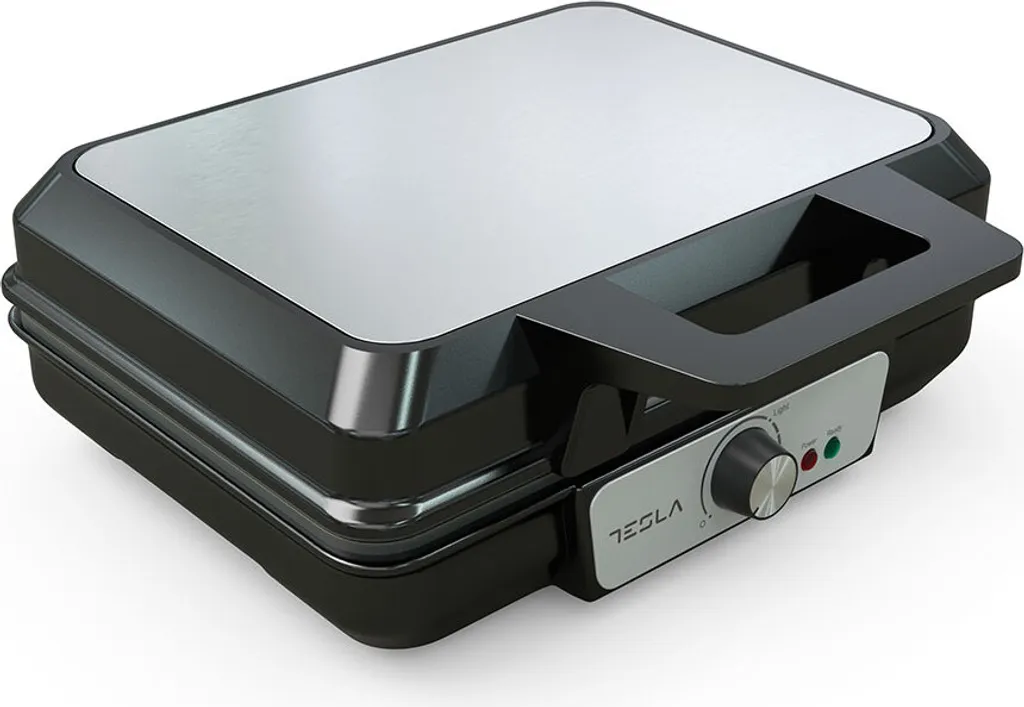 Tesla WM200BX Gaufrier 2 Gaufres 1000W Noir et Argent - Design Compact