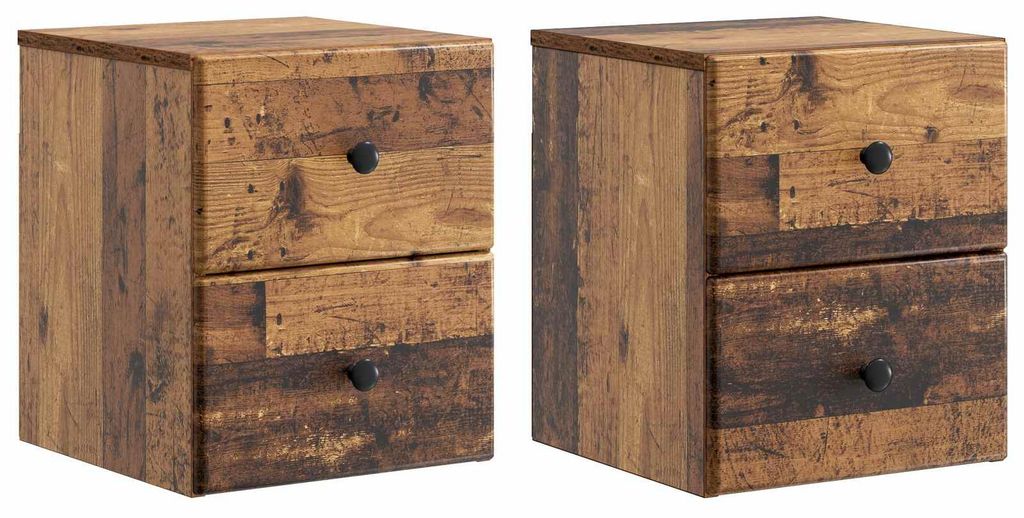Maison Exclusive - Wandmontierter Nachttisch 2 pcs Altholz 34,5 x 33 x 40 cm