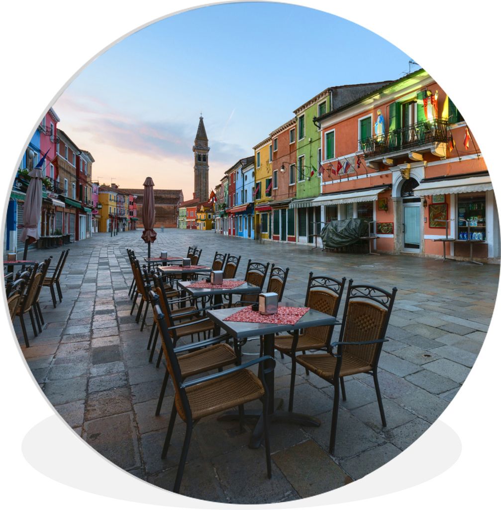 MuchoWow Rundes Wandbild - Runde Bilder Terrasse - Abend - Italien Ø 30 cm Kreis Wanddekoration Kunststoff - Wandkreis - Wandschmuck - Schlafzim...