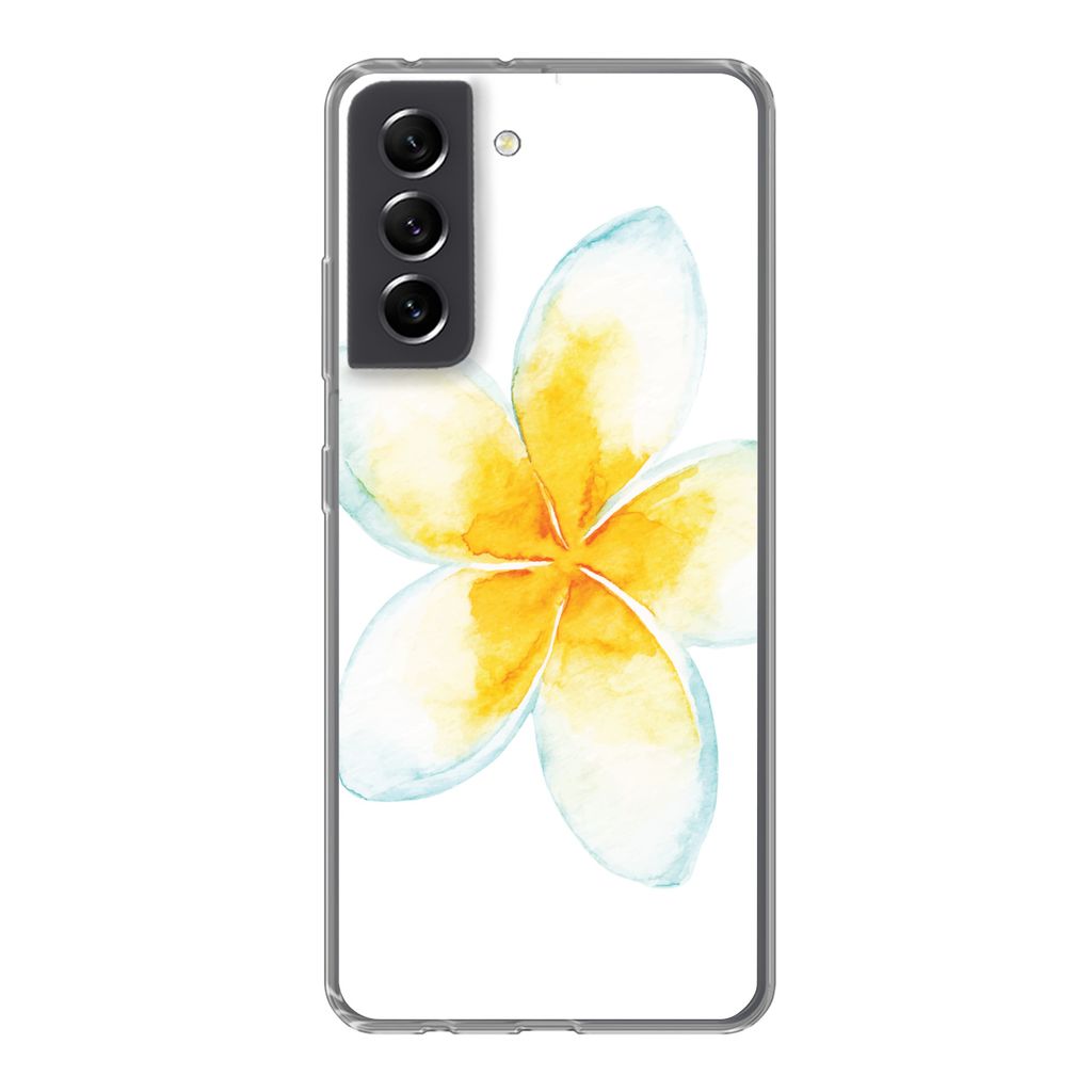 MuchoWow Handyhülle Schutzhülle Hülle für Samsung Galaxy S21 FE Aquarellfarbe - Blume - Tropisch Silikon Softcase Handy Hülle - Mobiltelefon...