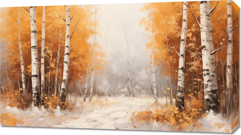 Quadro Paesaggio Betulle 90x50cm | Arredamento Relax Autunnale
