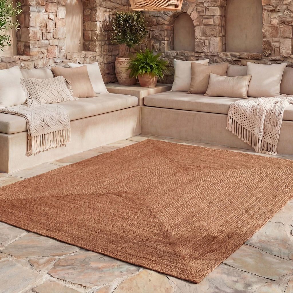 Volero - Outdoor Jute Teppich - Bali Terra - 120x170 cm - Wohnzimmer, Esszimmer, Balkon, Garten, Terrasse - Boho, Ländlich