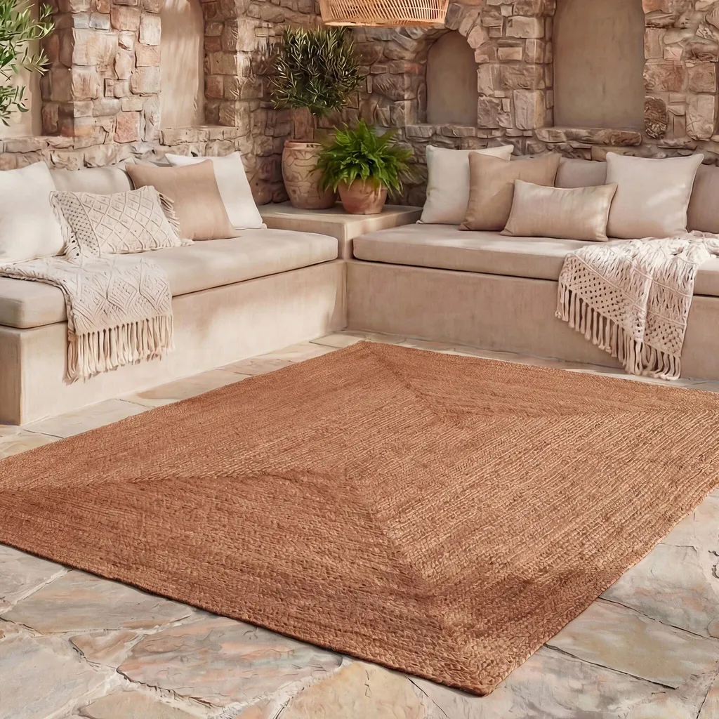 Tapis Tissé à Plat 200x290 Terracotta - Modèle Volero Bali Résistant