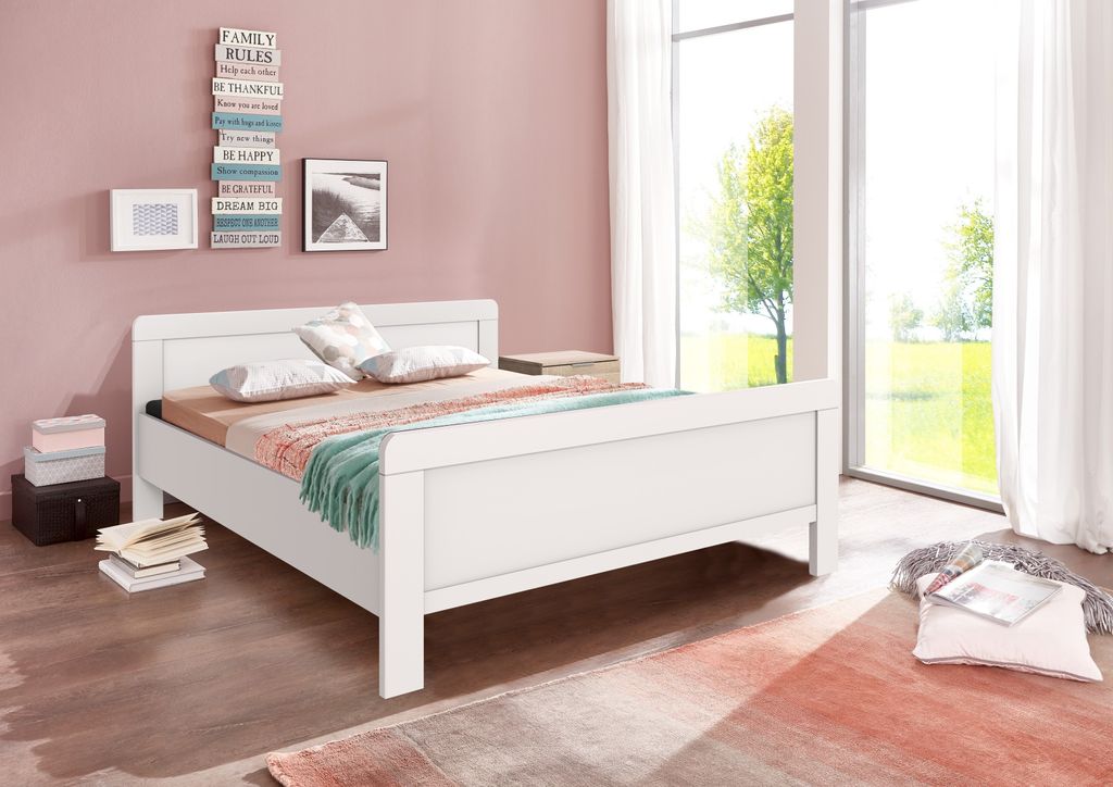 Bett "Nadja" in WEISS. Abmessungen (BxH) 128x85 cm