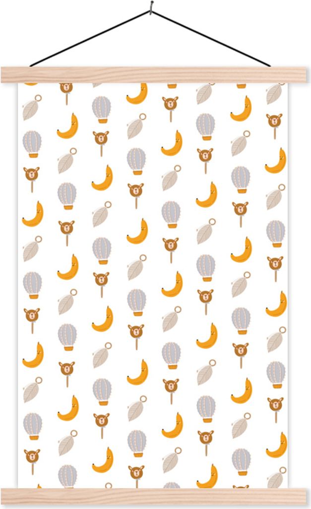 MuchoWow Textilposter Illustrationen - Pastell - Muster 120x180 cm mit holzfarbenen Rahmen - Textil-Plakat