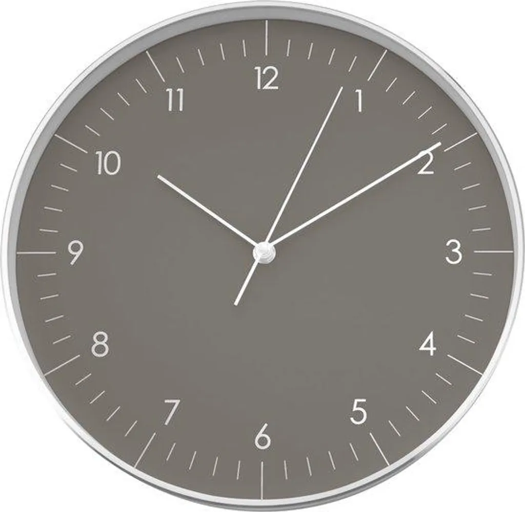 Horloge murale à quartz gris foncé et argent 30cm - Style moderne précis