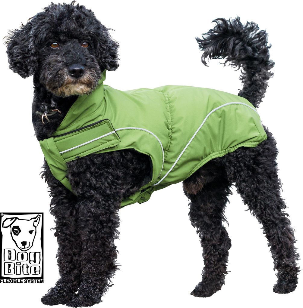 DogBite Regenjacke für Rückenlänge 65 cm Farbe: Grün 30 Grad waschbar wind und wasserdicht