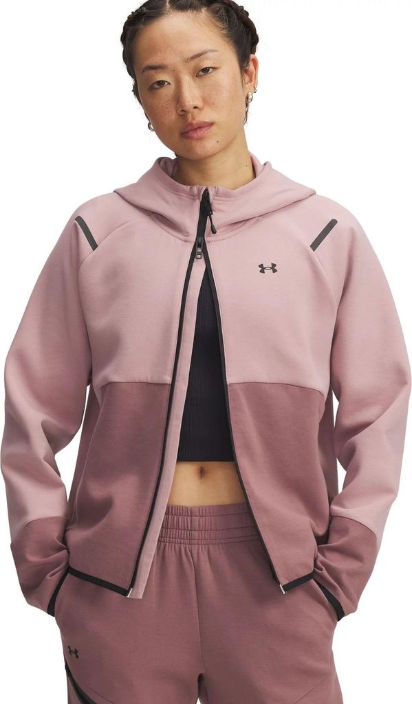 Hoodie Under Armour Unstoppable Fleece Zip Damen Senior XS rosa