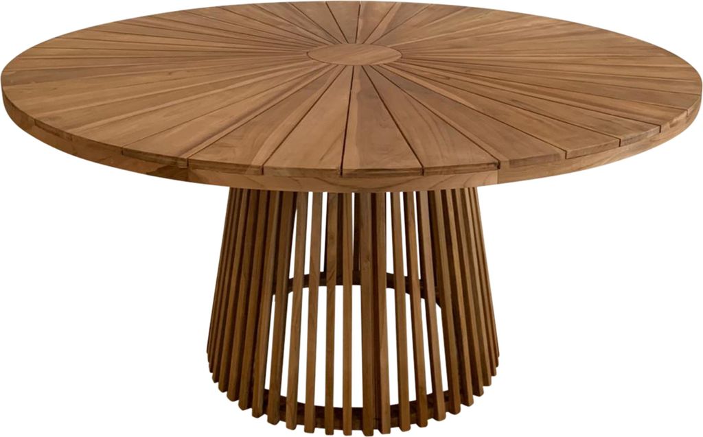 AXI Hani runder Gartentisch aus Teak Holz Ø 150 cm | Esstisch Wetterfest für den Garten / Terrasse / Outdoor aus Teakholz | Sitzgruppe Rund für 6