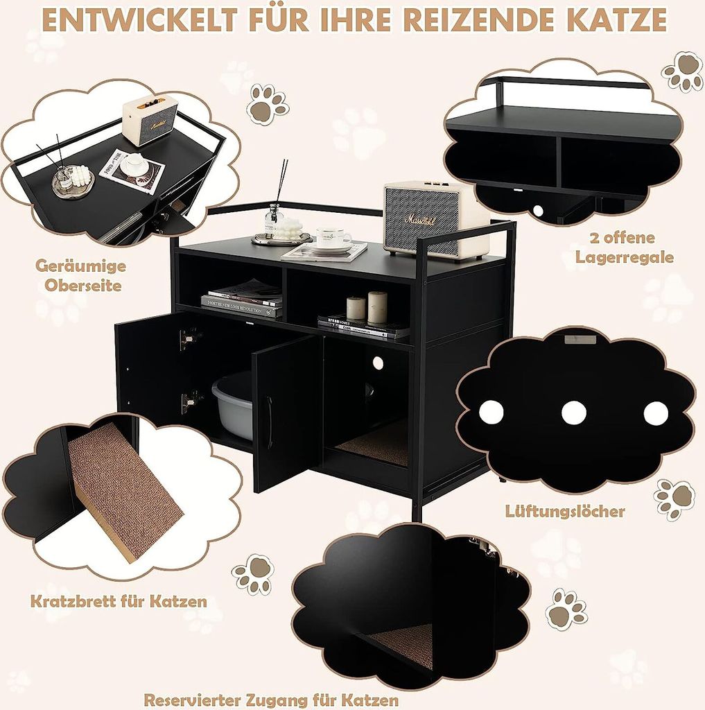 GOPLUS Katzentoilette, Katzenschrank mit Doppeltüren & Produktbild 3