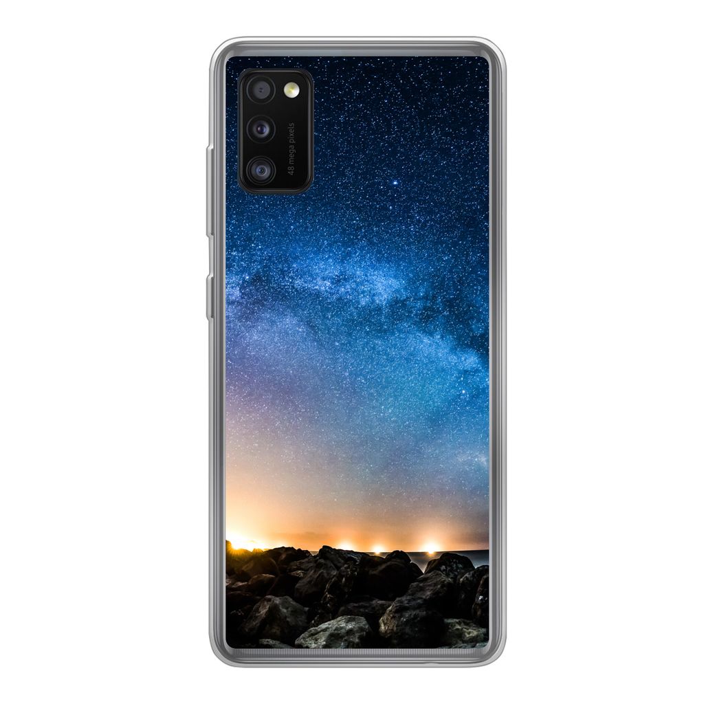 MuchoWow Handyhülle Schutzhülle Hülle für Samsung Galaxy A41 Galaxie - Universum - Sonne - Jungen - Mädchen - Kinder Silikon Softcase Handy ...