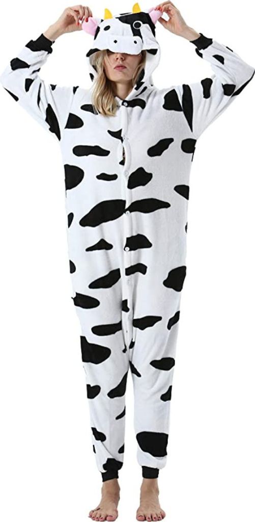 EKW Uni zvířecí Kigurumi overal Kráva bílá, černá S Obrázek produktu 