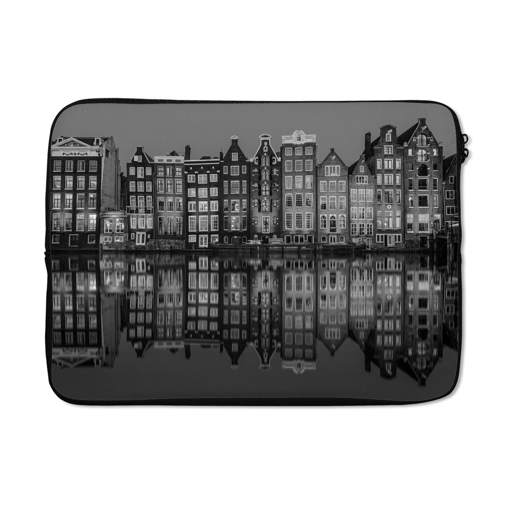 MuchoWow Laptop Hülle 13 Zoll Abstrakte Spiegelungen in Amsterdam - schwarz und weiß Laptoptasche - Laptophülle - Sleeve - Rundumschutz