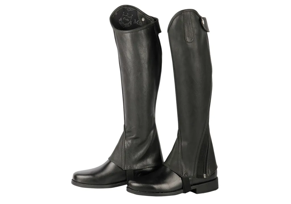 Mini-chaps Harrys Horse Nero en synthétique noir, taille M pour cavalier