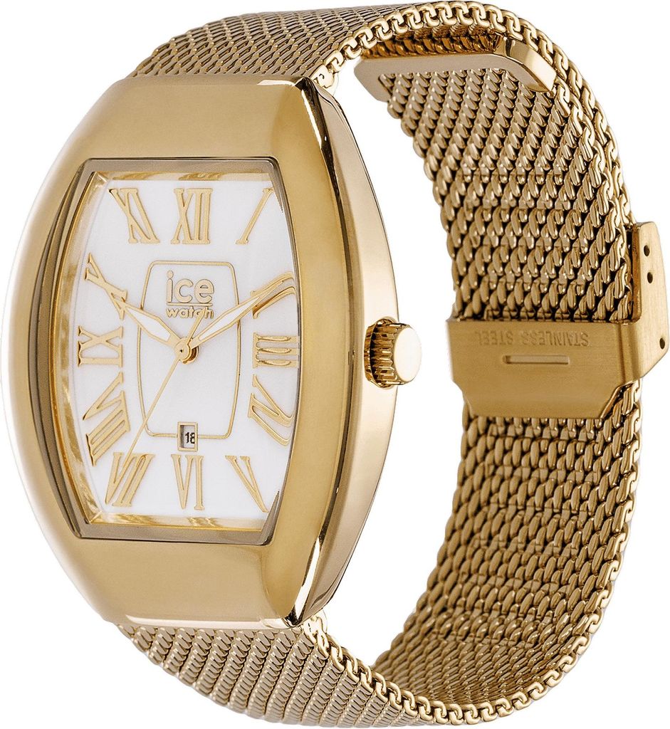 ICE‐Watch ICE boliday Dome Metal Mesh 024487 Damen‐Quarzuhr 35 mm Edelstahl Gold/WeißSmall 24487
