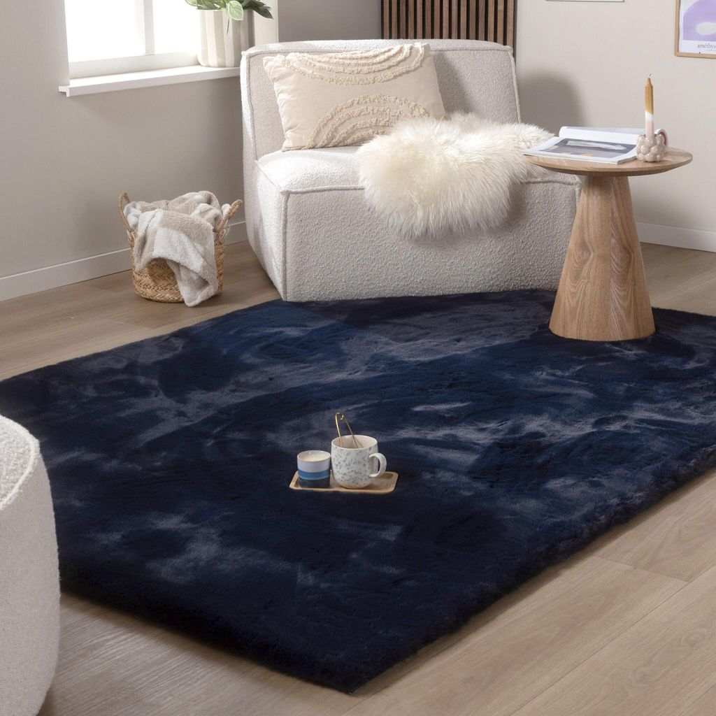 Volero - Hochflor Teppich - Comfy Supreme Dunkelblau - 230x330cm - Wohnzimmer, Schlafzimmer - Klassik, Industrielle, Ländlich, Modern