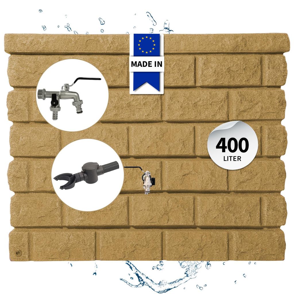 GARANTIA ROCKY Regentonne Wandtank Komplett-Set 400 Liter Produktbild 