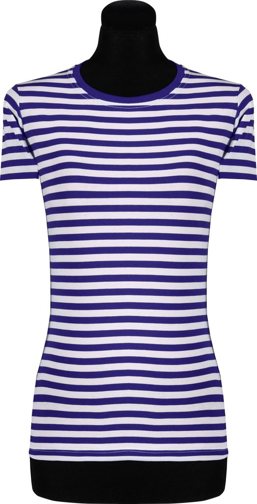 T2975-0402-3XL blau-weiß Damen Kurzarm tailliert Ringelshirt Marineshirt Gr.3XL=54