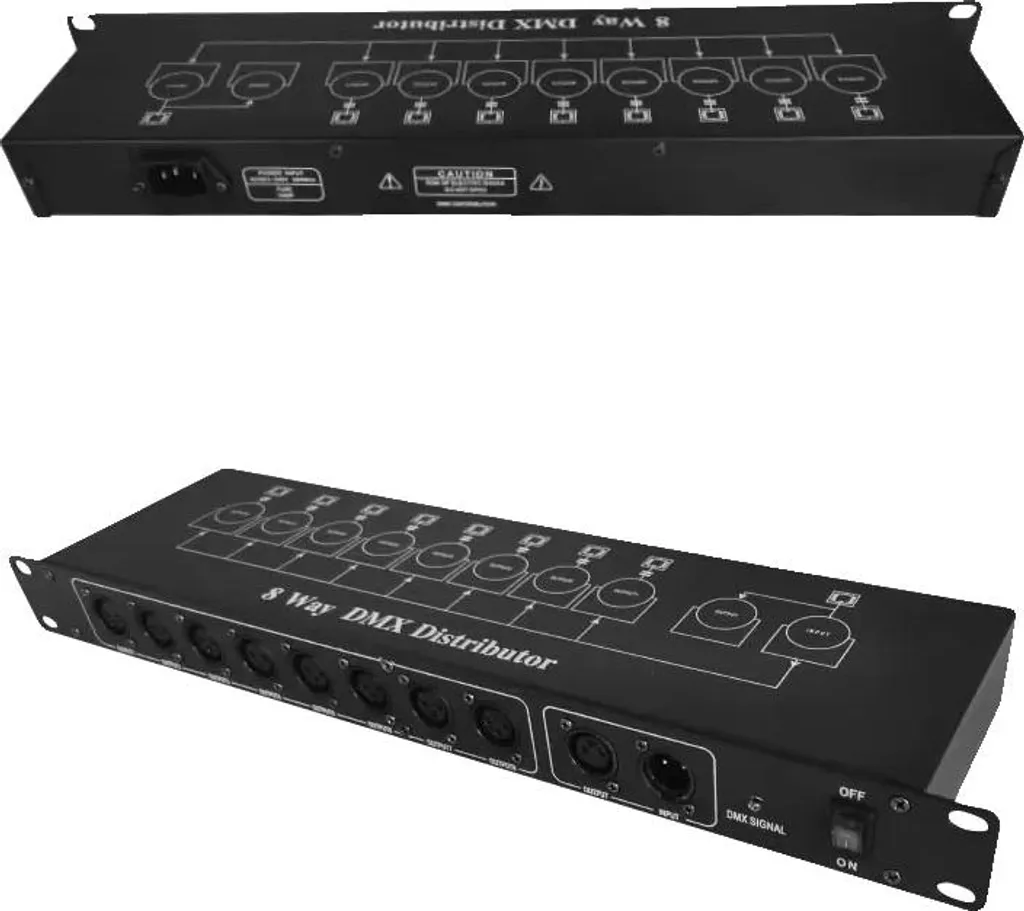 Power Splitter DMX 15W 8 Vie - Booster DMX512 per Show Luci