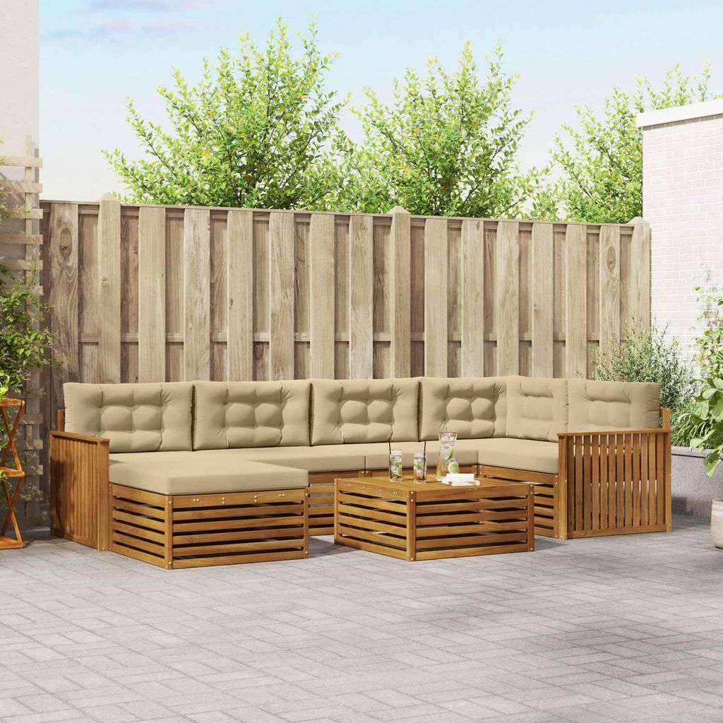 (Robust Möbel)Outdoor-Sofagarnitur - CLORIS - Balkonmöbe/Sitzgruppe - mit Kissen 7 pcs - Moderne Design - Natur und Beige - Gartensofas NeuM...