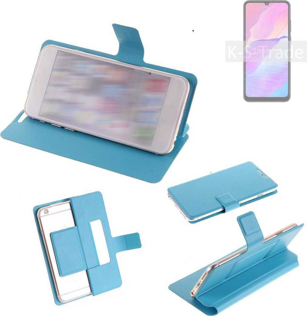 K-S-Trade Schutzhülle Handyhülle kompatibel mit Huawei Enjoy 20e Flip cover Handy case Smartphone Klapphülle blau