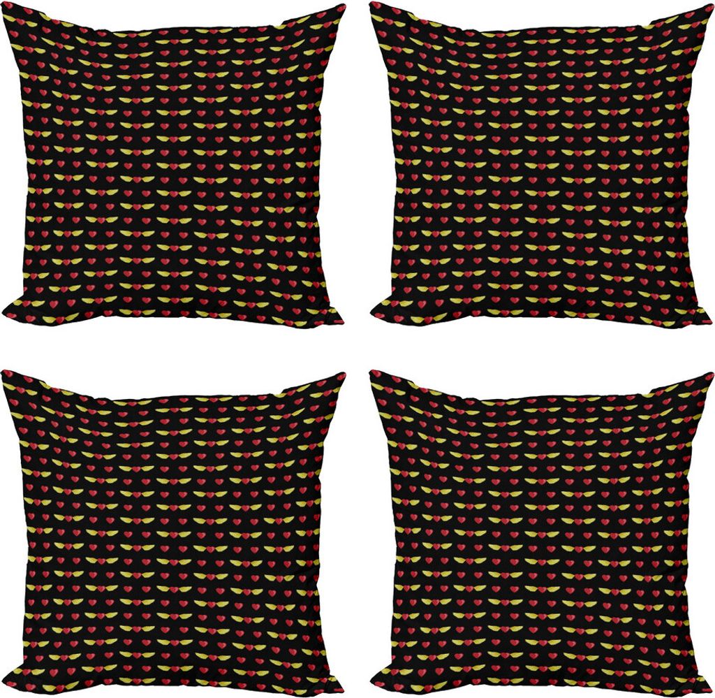ABAKUHAUS angel Wings Kissenbezug Set (4 Stück), Liebe Kunst-Herz auf dunklem, Moderner Doppelseitiger Digitaldruck, 50 cm x 50 cm, Yellow Rubinsc...